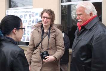 Windsor-Tecumseh MPP Percy Hatfield, right, at an autism rally in Windsor, February 14, 2019. Photo by Mark Brown/Blackburn News.