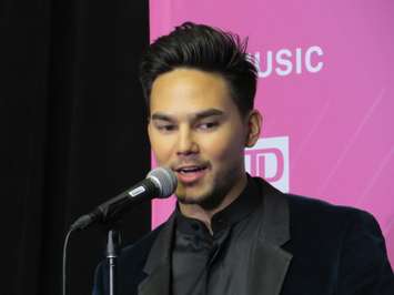 Tyler Shaw speaks to media at the 2019 Juno Awards at Budweiser Gardens, March 17, 2019. (Photo by Miranda Chant, Blackburn News)