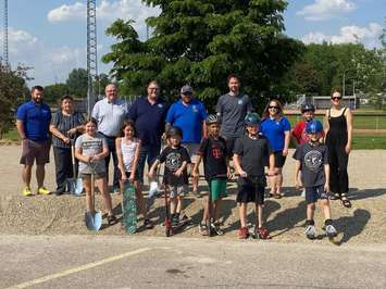 Perth East Councillors gathered alongside members of the Optimist Club of Mornington and future All-Wheels Park users to break ground at the new location in Milverton. Photo courtesy of Tricia Storey.