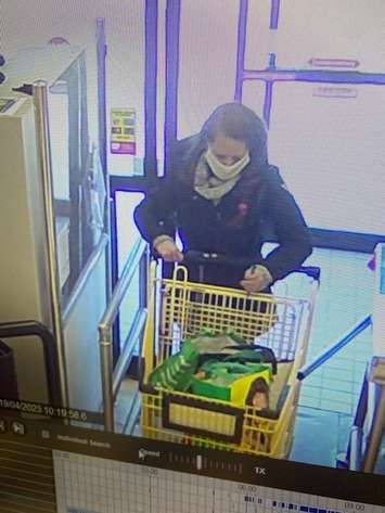 Police are looking to identify this person in connection with a theft investigation at the No Frills on Queen Street in Chatham. (Photo courtesy of Chatham-Kent police)