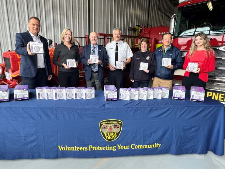 Pictured L-R: Jamie Kovacs, Executive Director - Fire Safety Council; Suzanne Shea - Manager, Municipal and Stakeholder Affairs; Mayor R. Brad Loosley - Town of Petrolia; Fire Chief for Petrolia and North Enniskillen Fire, Director of Public Safety - Rick Cousins; Darlene Babula - Executive Administrative Assistant for Petrolia and North Enniskillen Fire; Rick Charlebois, Town of Petrolia Chief Administrative Officer/Treasurer; Jayla Saunders, Town of Petrolia Financial Analyst. Submitted.