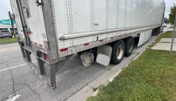 Tractor trailer drags armour stones along Cathcart Boulevard in Sarnia. September 24, 2025. (Photo courtesy of the Sarnia Police Service)
