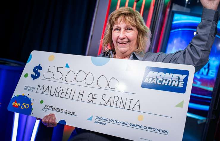 Sarnia's Maureen Hummell wins $55,000 in the OLG's Money Machine (Photo courtesy of OLG)