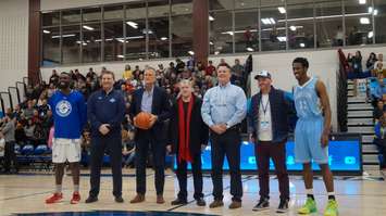 Opening ceremonies of the OCAA Men's Basketball Championships from Lambton College. 6 March 2020. (BlackburnNews.com photo by Colin Gowdy)