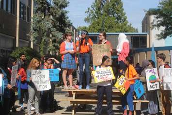 Students at Vincent Massey Secondary School participate in the global climate strike, September 27, 2019. (Photo by Maureen Revait)