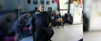 Arnold Shobway at his Walpole Island home on October 10, 2019 (Photo by Allanah Wills)