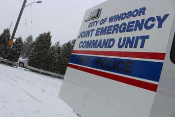 Windsor police detectives were back canvassing neighbours on January 21, 2015 about a murder on Benjamin Ave. that happened on December 11, 2014. (Photo by Jason Viau)