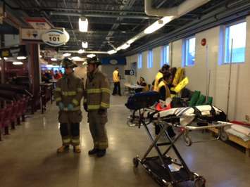 Mass casualty simulation at Sarnia's RBC Centre. April 9, 2015 (BlackburnNews.com photo by Melanie Irwin)