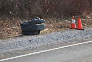 OPP officers investigate a fatal crash on Hwy. 3 near Morse Rd., April 29, 2015. (Photo by Jason Viau)