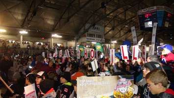 Local residents attend the Bash at the Barn event at Chatham Memorial Area prior to the Kraft Hockeyville announcement, April 4, 2015. (Photo by Jake Kislinsky)
