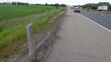 The scene of a crash involving a tractor trailer on highway 401, June 23 2015 (Photo by Jake Kislinsky)