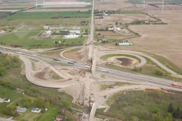 Aerial shots of 40/401 construction.  June 02, 2017. (Photo courtesy of Municipality of Chatham-Kent)