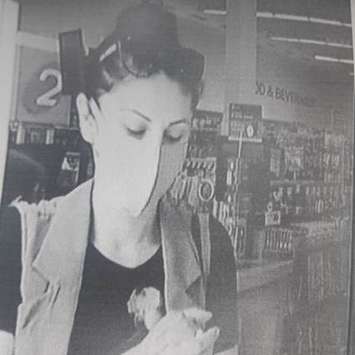 Chatham-Kent police are looking for this woman in connection with a theft investigation at Shoppers Drug Mart in Blenheim. (Photo courtesy of Chatham-Kent police)