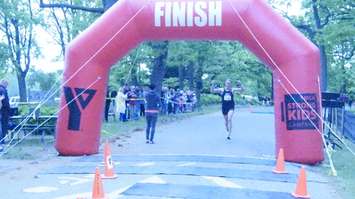 Camlachie-native Aaron Cooper at the finish line. June 3, 2018. (Photo by Colin Gowdy, BlackburnNews)