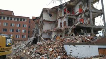 Demolition of the old Sarnia General Hospital along Mitton St. N. April 19, 2018. (Photo by Colin Gowdy, Blackburn News)