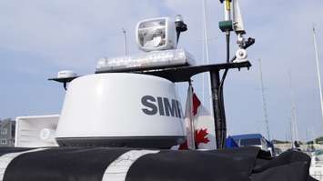 New lights on PointSAR's Zodiac rescue boat. June 21, 2018. (Photo by Colin Gowdy, BlackburnNews)