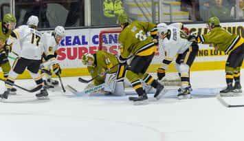 North Bay at Sarnia Sting, Nov 9, 2025. Photo by Metcalfe Photography. 