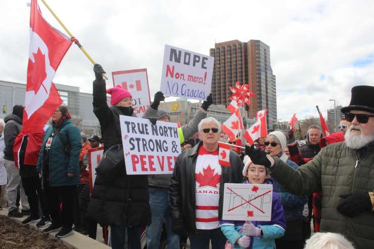 (Photo of Anti-Trump protest in Windsor on March 22, 2025 by Adelle Loiselle)