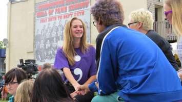 16-year-old Mackenzie Gall, organizer of student walkout and rally, shares her story with crowd at Museum Square, June 7, 2016. (Photo by Miranda Chant, Blackburn, News)