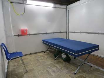 A ward bed in London's new COVID-19 field hospital at the Western Fair Agriplex, April 7, 2020. (Photo by Miranda Chant, Blackburn News)