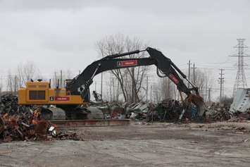 Steel is sorted at the former Lambton Generating site in St. Clair Township. April, 2021 Photo courtesy of OPG.