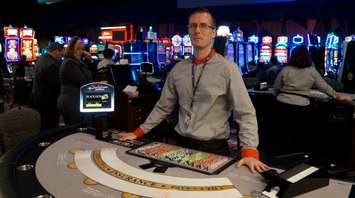Blackjack dealer David Douglas from Point Edward's Starlight Casino. November 28, 2018. (Photo by Colin Gowdy, BlackburnNews)