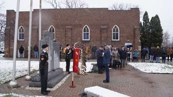 Remembrance Day ceremony at Aamjiwnaang First Nation. November 11, 2018. (Photo by Colin Gowdy, BlackburnNews)