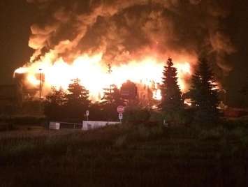 Large Windsor Raceway fire on July 1, 2015 (Photo courtesy  LaSalle Police Twitter account)