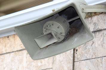 A loud speaker at Windsor Raceway May 12, 2015.  (Photo by Adelle Loiselle)
