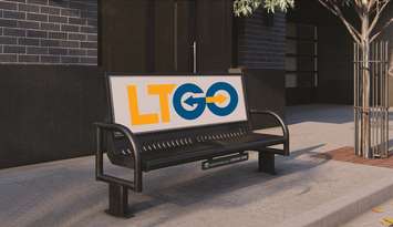 A bench at a LT-GO bus stop in Leamington. Photo courtesy Municipality of Leamington.