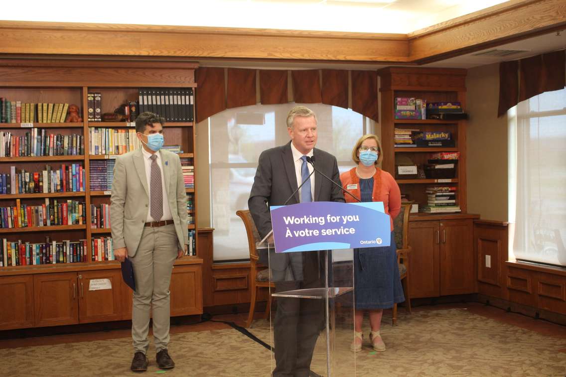 John Jordan, parliamentary assistant to the Minister of Long-Term Care announces funding in Windsor, May 12, 2023. (Photo by Maureen Revait) 