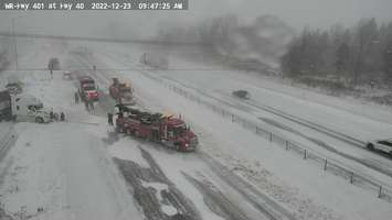 Photo of the Hwy. 40 exit at the Highway 401 in Chatham-Kent. Friday, December 23, 2022. (Photo courtesy of the Ministry of Transportation via Ontario 511) 