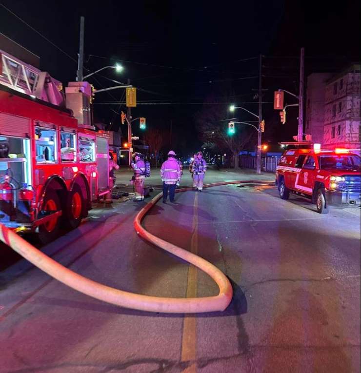 Mitton Village Fire February 26, 2024. Photo courtesy of Sarnia Fire and Rescue via Facebook. 