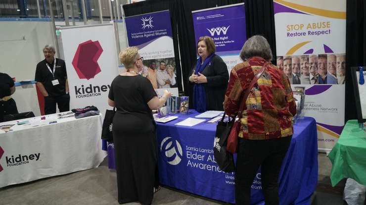 People gather at the Age Friendly expo at Point Edward Arena, May 1, 2024 (Photo by: Lindsay Newman/ Blackburn Media)