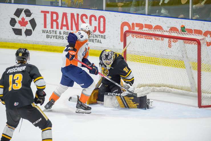 Sarnia Sting win at home against Flint Firebirds at Progressive Auto Sales Arena on March 15,2024 (Metcalfe Photography)