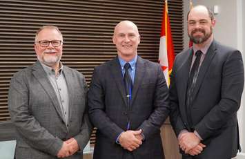 Chair of the Board John Van Heck, Director of Education Scott Johnson and Vice Chair of the Board David Argenti. Photo courtesy of SCCDSB. 