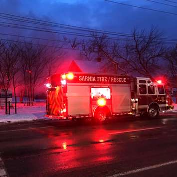 Jan 16, 2018 House Fire. Photo courtesy of Sarnia Fire and Rescue via Twitter.