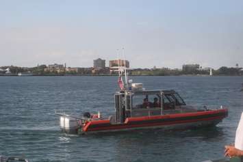 A United States Coast Guard vessel participates in the 2022 Can Am Police Fire Games opening ceremony, July 26, 2022. Photo by Mark Brown/WindsorNewsToday.ca.