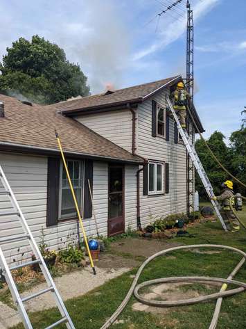The scene of a house fire on Erieau Road. July 11, 2022. (Photo courtesy of Chatham-Kent Fire and Emergency Services)