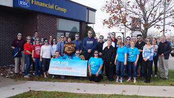 Students walk for mental health awareness down London Rd. ending at RBC Bank on Finch Dr. November 5, 2015 (BlackburnNews.com Photo by Briana Carnegie)
