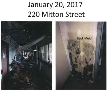 Photos taken on January 20, 2017 of the black mold at the old Sarnia General Hospital. (In a report to the Sarnia Police Services Board)