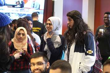 Students attend a 'Rock The Vote' event on the University of Windsor campus on March 17, 2016. (Photo by Ricardo Veneza)