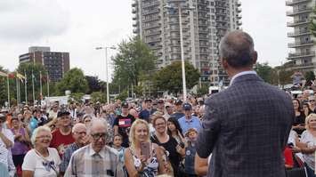Chris Hadfield at Canada’s Walk of Fame Hometown Star Celebration. August 6, 2019. (BlackburnNews photo by Colin Gowdy)