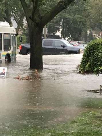Windsor residents deal with widespread flooding in the city,
 August 29, 2017. (Photo courtesy of Dora Amelia Belanger)
