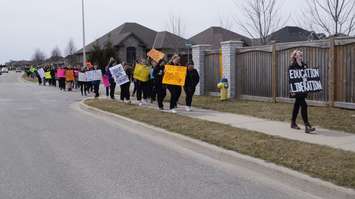 Sarnia-Lambton students protesting changes to education. April 4, 2019. (Photo by Colin Gowdy, BlackburnNews)