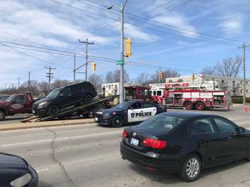 Collision at Wellington Road and Murphy Road in Sarnia. March 29, 2019. (Photo by Melanie Irwin, BlackburnNews)