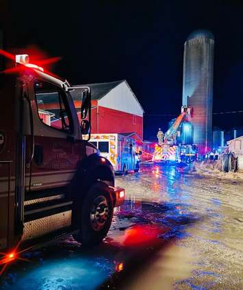 Petrolia Fire Dept. Rope Rescue, Feb 16, 2022. Photo courtesy of the Petrolia and North Enniskillen Fire Dept. via Facebook. 