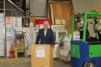 MPP for Chatham-Kent-Essex Rick Nicholls speaking at the ribbon cutting ceremony. December 13, 2016. (Photo by Natalia Vega)