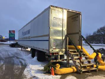 Two tractor trailers were filled during the CKNX Relief Truck drive with donations to help 10 food banks. (Photo by Ryan Drury)