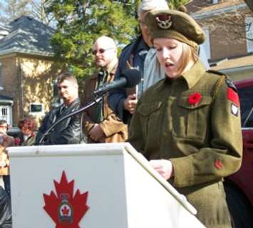 Mount Forest - Jenna Yake in her grandfather's uniform. (photo - Campbell Cork)